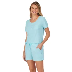Women's Cuddl Duds® Pajamas: Essential Sleep Tee & Boxers Set -fashion 2642178 ALT2