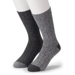 Cuddl Duds Socks For Men 2-Pack Twist Ribbed Crew Socks