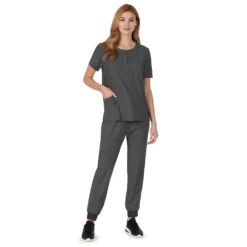 Plus Size Cuddl Duds® Scrubs Henley Top With 2 Pockets -fashion 4320991 ALT3