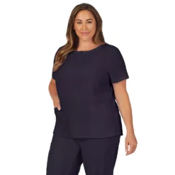 Plus Size Cuddl Duds® Scrubs Henley Top With 2 Pockets