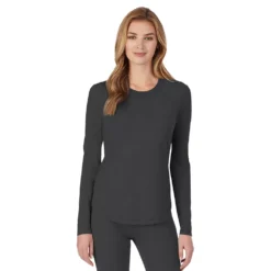 Petite Cuddl Duds® Under Scrubs Crewneck Top -fashion 4321107 ALT2