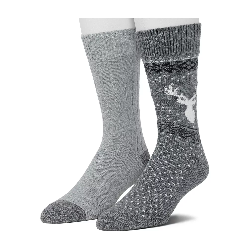Cuddl Duds Socks For Men 2-pack Fairisle & Solid Crew Socks 1 Cuddl Duds Socks For Men 2-pack Fairisle & Solid Crew Socks