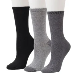 Women's Cuddl Duds® 3-Pack Everyday Plushfill* Midweight Geometric Textured Crew Socks