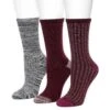 Women's Cuddl Duds® 3-Pack Plushfill* Birdseye Spacedye Check Crew Socks