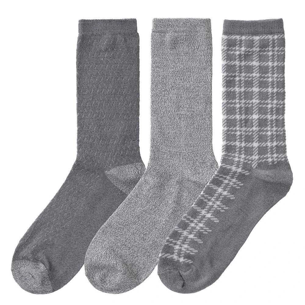 Women's Cuddl Duds® 3-Pack Plushfill* Plaid Crew Socks 2 Women's Cuddl Duds® 3-Pack Plushfill* Plaid Crew Socks - Image 2