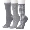 Women's Cuddl Duds® 3-Pack Plushfill* Plaid Crew Socks