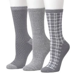 Women's Cuddl Duds® 3-Pack Plushfill* Plaid Crew Socks