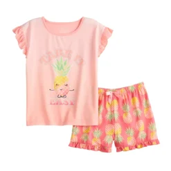 Girls 4-16 Cuddl Duds® Ruffle Detail Tee & Shorts Pajama Set