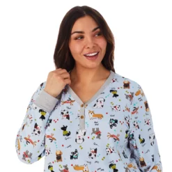 Plus Size Cuddl Duds® Henley Pajama Top And Banded Bottom Pajama Pants Sleep Set -fashion 5556874 ALT3