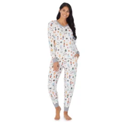 Petite Cuddl Duds® Velour Fleece V-Neck Pajama Top And Banded Bottom Pajama Pants Sleep Set