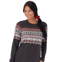 Women's Cuddl Duds 3-pc. Knit Long Sleeve Pajama Top, Banded Bottom Pajama Pants & Scrunchie Set 6 Women's Cuddl Duds 3-pc. Knit Long Sleeve Pajama Top, Banded Bottom Pajama Pants & Scrunchie Set -fashion 5591782 ALT2