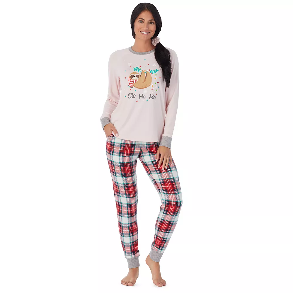 Women's Cuddl Duds 3-pc. Knit Long Sleeve Pajama Top, Banded Bottom Pajama Pants & Scrunchie Set 1 Women's Cuddl Duds 3-pc. Knit Long Sleeve Pajama Top, Banded Bottom Pajama Pants & Scrunchie Set