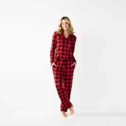 Women's Jammies For Your Families® Beary Cool Buffalo Check Pajama Set By Cuddl Duds® -fashion 5601557 ALT2