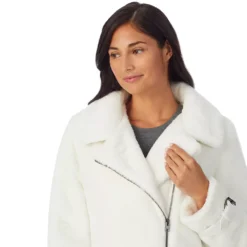 Women's Cuddl Duds Fleece Faux-Fur Moto Jacket -fashion 5624948 ALT5