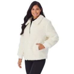 Women's Cuddl Duds Sherpa Bomber Jacket -fashion 5624950 ALT2
