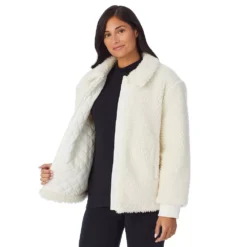 Women's Cuddl Duds Sherpa Bomber Jacket -fashion 5624950 ALT3