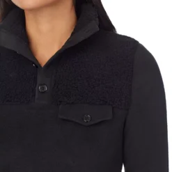 Women's Cuddl Duds® Fleecewear With Stretch Mock Henley Long Sleeve Top With Sherpa -fashion 5668410 ALT4