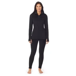 Women's Cuddl Duds® Fleecewear With Stretch Mock Henley Long Sleeve Top With Sherpa -fashion 5668410 ALT6