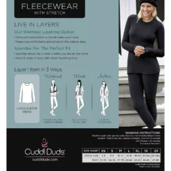 Women's Cuddl Duds® Fleecewear With Stretch Long Sleeve Crewneck Top -fashion 5670493 ALT99