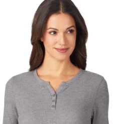 Women's Cuddl Duds® Long Sleeve Split V-Neck Stretch Thermal Top -fashion 5673068 ALT4