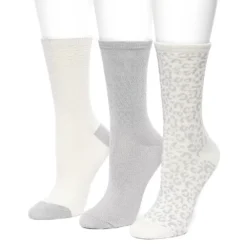 Women's Cuddl Duds® 3 Pair Pack Leopard Textured Crew Socks