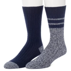 Men's ClimateSmart By Cuddl Duds 2-Pack Sports Stripe Crew Socks
