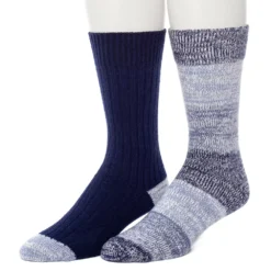 Men's ClimateSmart By Cuddl Duds 2-Pack Colorblock Crew Socks