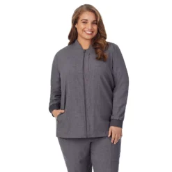Plus Size Cuddl Duds® Scrubs 5-Pocket Lined Jacket -fashion 5737166 ALT4