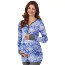 Maternity Cuddl Duds® Stretch Thermal Long Sleeve Splitneck Henley Top