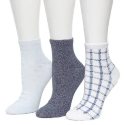 Women's Cuddl Duds® 3 Pair Plaid Ankle Socks