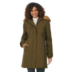 Women's Cuddl Duds Faux-Fur Hood Parka Coat