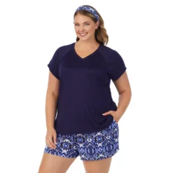 Plus Size Cuddl Duds 3-pc. V-Neck Pajama Top, Pajama Boxer Shorts & Headband Sleep Set 5 Plus Size Cuddl Duds 3-pc. V-Neck Pajama Top, Pajama Boxer Shorts & Headband Sleep Set -fashion 6050270 ALT2