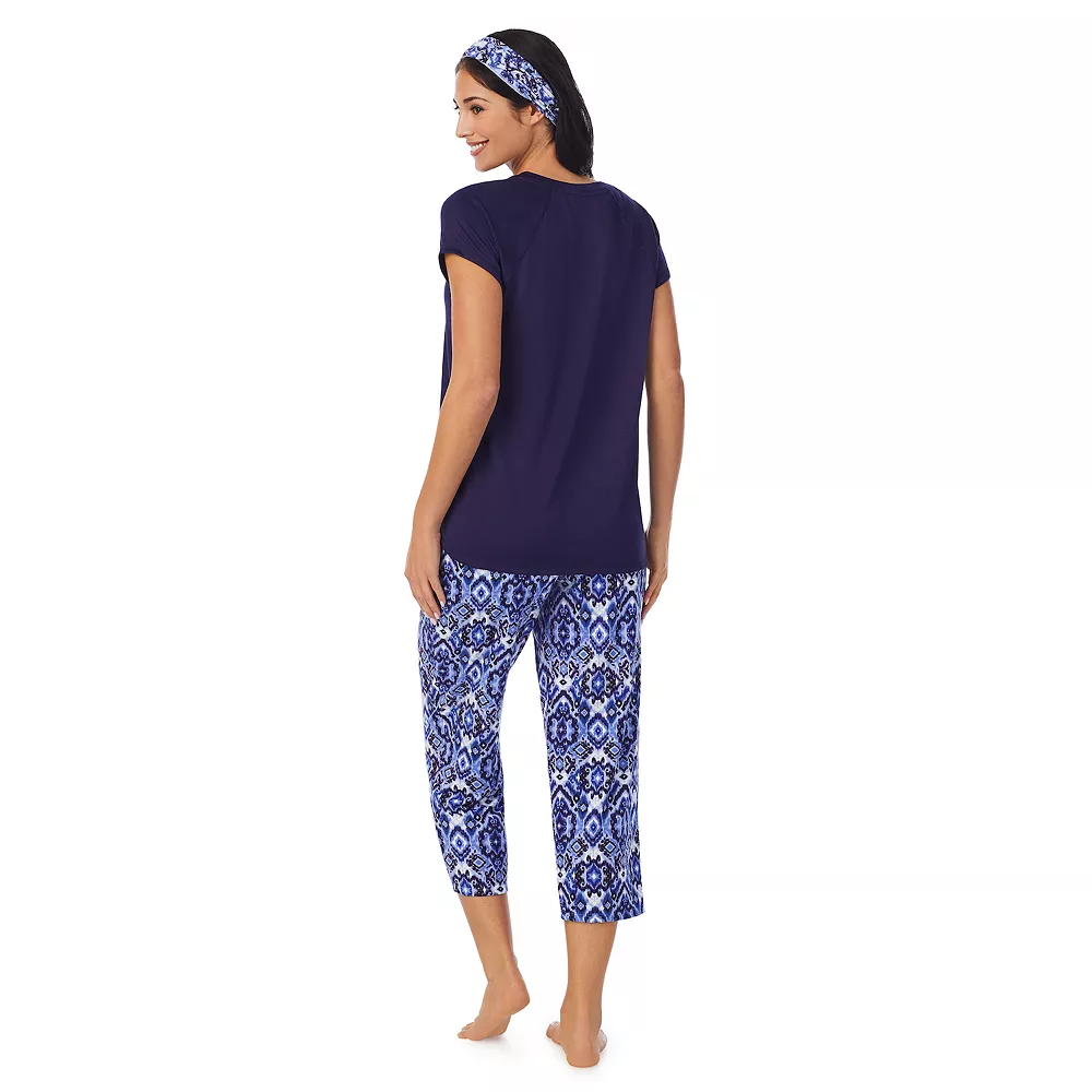 Women's Cuddl Duds 3-pc. V-Neck Pajama Top, Pajama Capri Pants & Headband Sleep Set 2 Women's Cuddl Duds 3-pc. V-Neck Pajama Top, Pajama Capri Pants & Headband Sleep Set - Image 2
