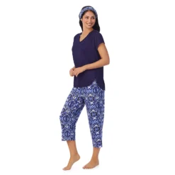 Women's Cuddl Duds 3-pc. V-Neck Pajama Top, Pajama Capri Pants & Headband Sleep Set 8 Women's Cuddl Duds 3-pc. V-Neck Pajama Top, Pajama Capri Pants & Headband Sleep Set -fashion 6050272 ALT2