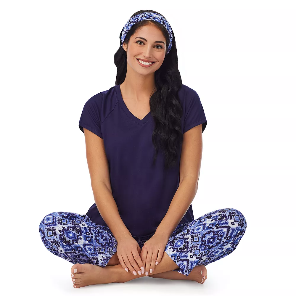 Women's Cuddl Duds 3-pc. V-Neck Pajama Top, Pajama Capri Pants & Headband Sleep Set 5 Women's Cuddl Duds 3-pc. V-Neck Pajama Top, Pajama Capri Pants & Headband Sleep Set - Image 5