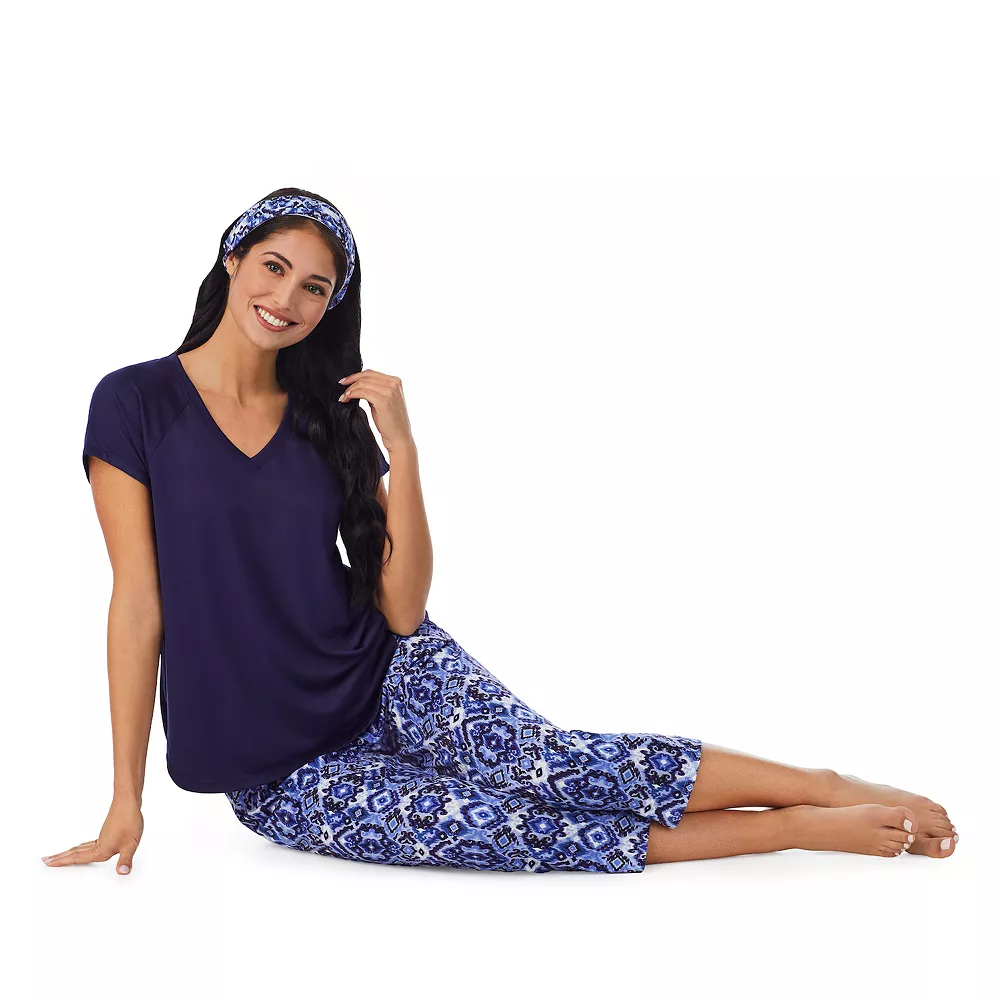 Women's Cuddl Duds 3-pc. V-Neck Pajama Top, Pajama Capri Pants & Headband Sleep Set 6 Women's Cuddl Duds 3-pc. V-Neck Pajama Top, Pajama Capri Pants & Headband Sleep Set - Image 6