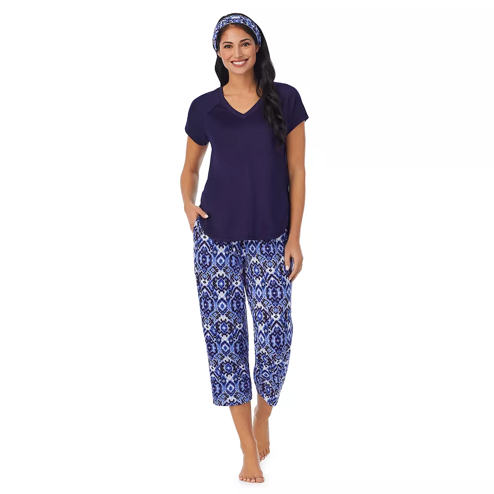 Women's Cuddl Duds 3-pc. V-Neck Pajama Top, Pajama Capri Pants & Headband Sleep Set 1 Women's Cuddl Duds 3-pc. V-Neck Pajama Top, Pajama Capri Pants & Headband Sleep Set